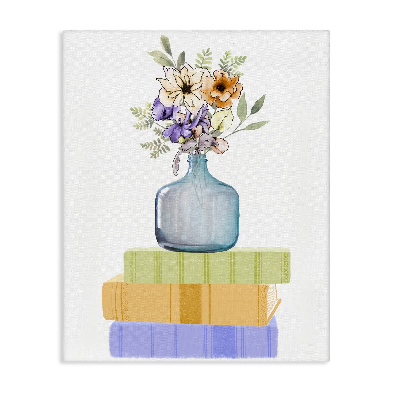 Stupell Industries Flowers Vase On Books Canvas, design by Marcus Prime